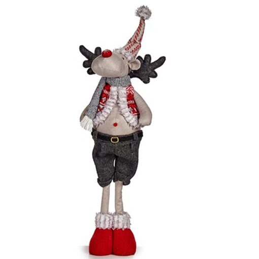 Figura Decorativa Rena de Natal Vermelho Cinzento Poliéster 13 x 65 x 18 cm (4 Unidades) - Image 2