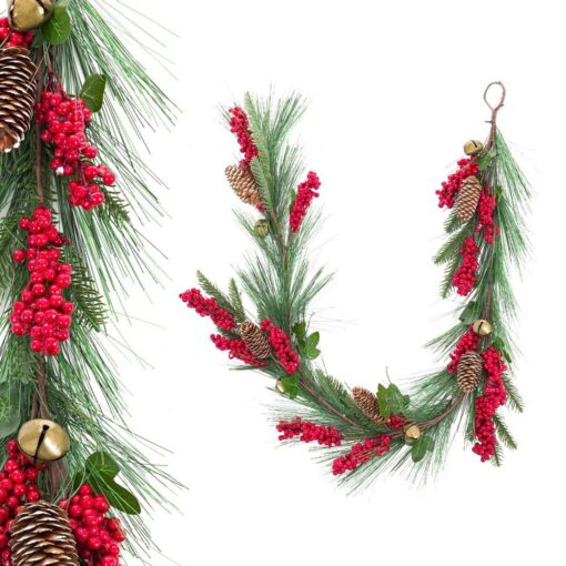 Grinalda de Natal Vermelho Verde Plástico Abacaxis 140 cm - Image 6