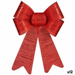 Laço Adorno Natalício Vermelho PVC 16 x 24 x 4 cm (12 Unidades)