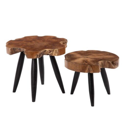 Mesa de apoio Natural Preto Teca 60 x 60 x 50 cm