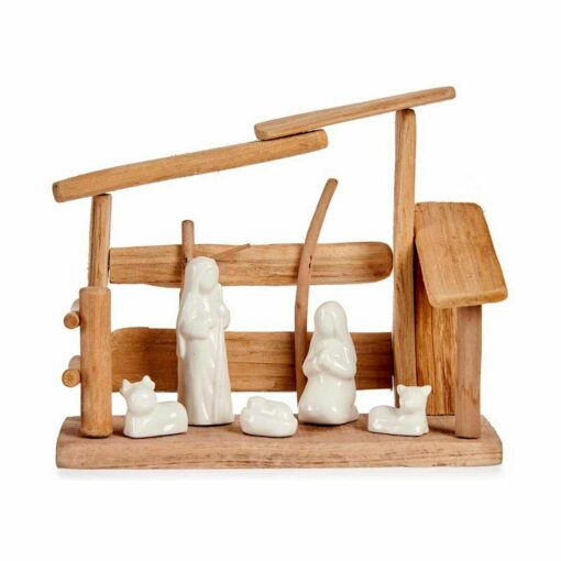 Presépio de Natal Branco Natural Madeira Cerâmica 10 x 21 x 25 cm (2 Unidades) - Image 3