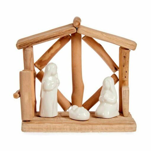 Presépio de Natal Branco Natural Madeira Cerâmica 17 x 14,5 x 8 cm (2 Unidades) - Image 3