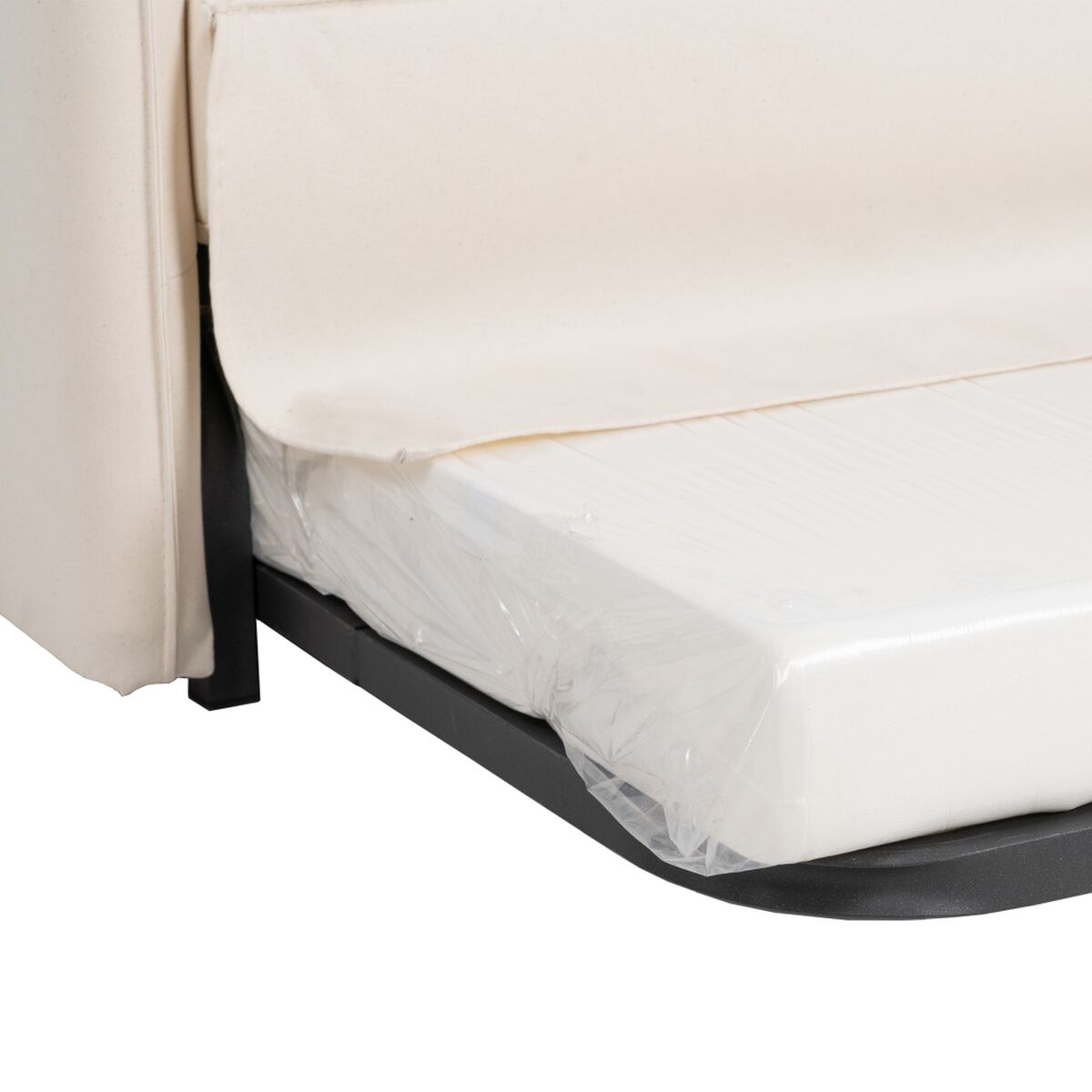 Sofá-cama 200 x 94 x 86 cm Tecido Sintético Creme - Image 6
