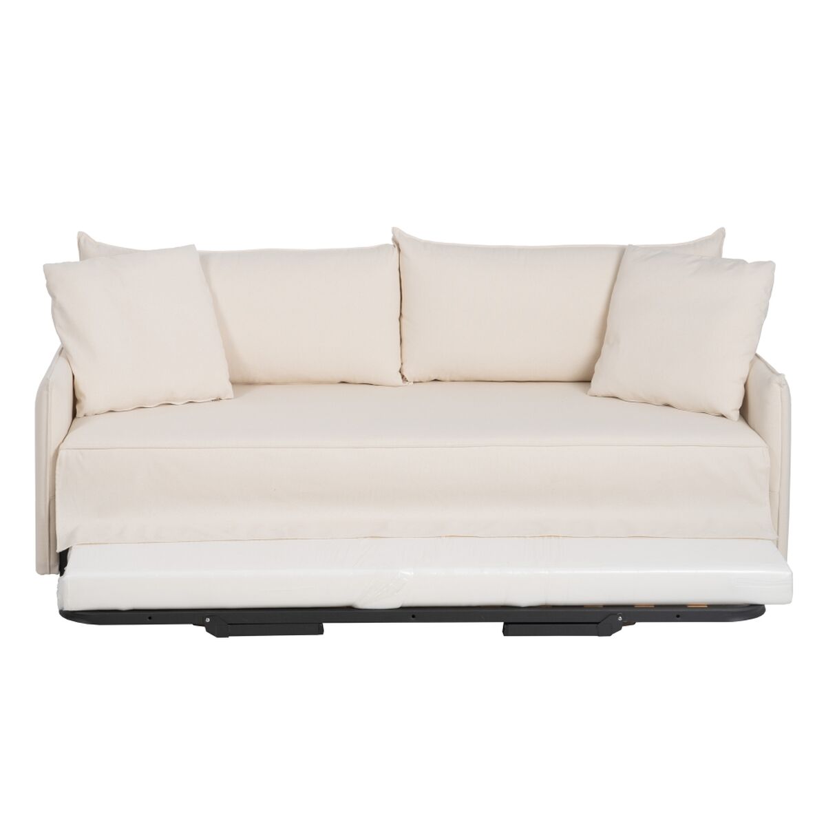 Sofá-cama 200 x 94 x 86 cm Tecido Sintético Creme - Image 7