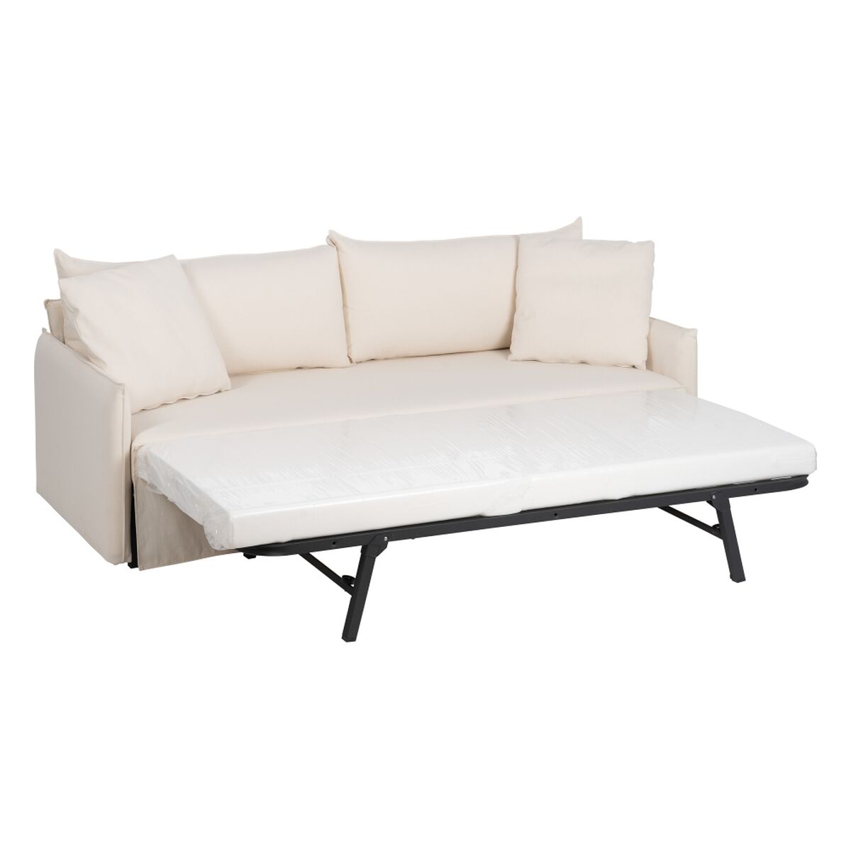 Sofá-cama 200 x 94 x 86 cm Tecido Sintético Creme - Image 8