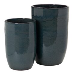 Vaso 52 x 52 x 80 cm Cerâmica Azul (2 Unidades)