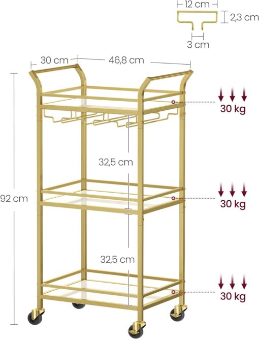 Garrafeira com rodas Gold - Image 2