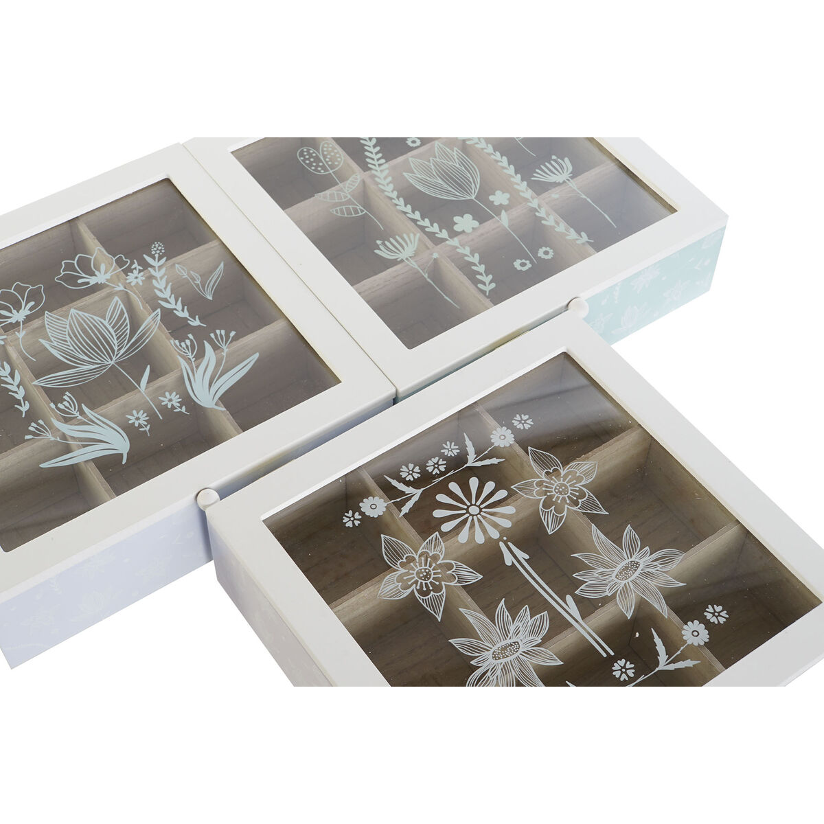 Caixa para Infusões Azul Branco Verde Lilás Metal Cristal Madeira MDF (3 Unidades) - Image 4