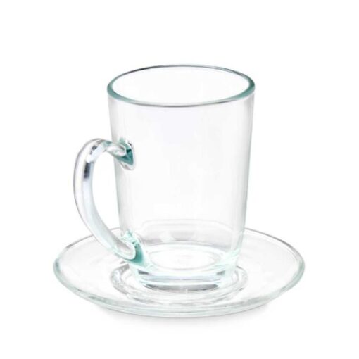 Chávena com Prato Transparente Vidro 200 ml (6 Unidades) - Image 2