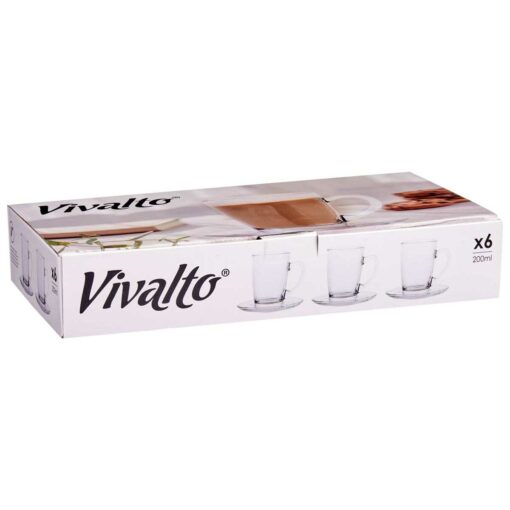Chávena com Prato Transparente Vidro 200 ml (6 Unidades) - Image 4