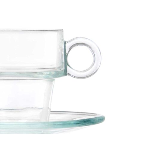 Chávena com Prato Transparente Vidro 90 ml (6 Unidades) - Image 3