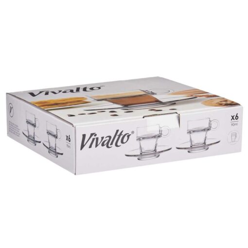 Chávena com Prato Transparente Vidro 90 ml (6 Unidades) - Image 4