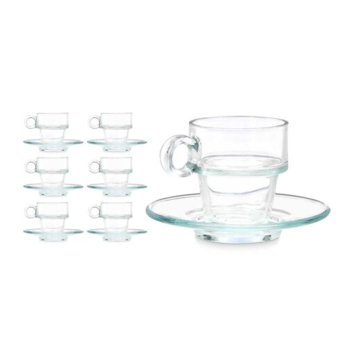 Chávena com Prato Transparente Vidro 90 ml (6 Unidades) - Image 5
