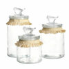 Conjunto de 3 Potes 11 x 11 x 22 cm Cristal Natural Transparente