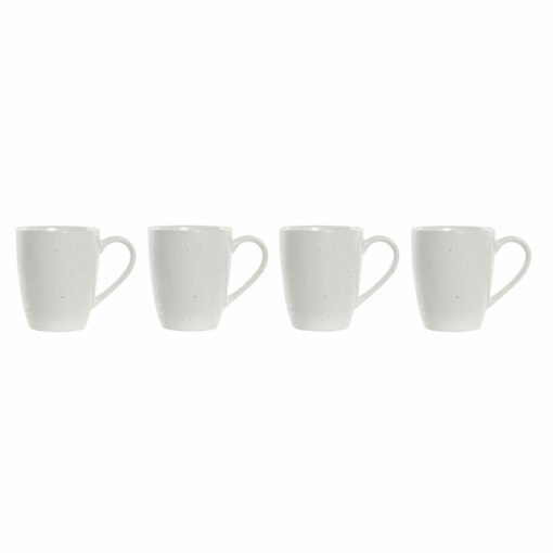 Conjunto de 4 Canecas Natural Madeira da borracha Branco 300 ml Grés