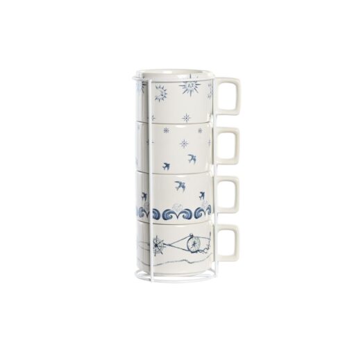 Conjunto de Chávenas de Café Azul Metal Branco 260 ml 4 Peças Dolomite