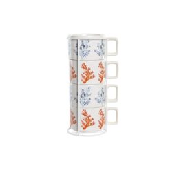 Conjunto de Chávenas de Café Azul Metal Fúcsia 260 ml 4 Peças Dolomite