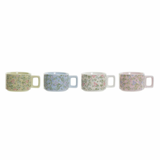Conjunto de Chávenas de Café Azul Verde Cor de Rosa Metal Dolomite 260 ml (4 Peças)