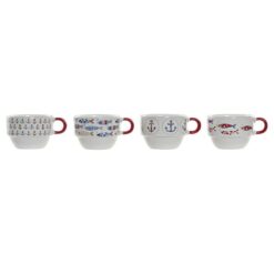 Conjunto de Chávenas de Café Vermelho Multicolor Metal Grés 4 Peças 190 ml