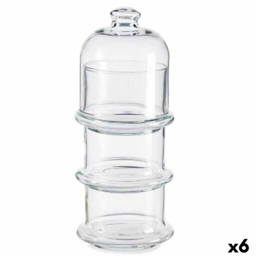 Conjunto de Potes Patisserie Bombons Empilhável Vidro 9 x 22 x 9 cm (6 Unidades)