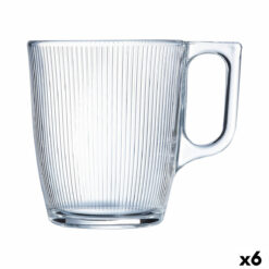 Kop Luminarc Stripy Pequeno-almoço Transparente Vidro (250 ml) (6 Unidades)