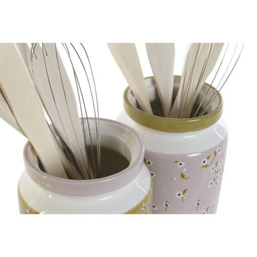 Recipiente para Utensílios de Cozinha Verde Lilás Metal Madeira MDF 12 x 12 x 25 cm (2 Unidades) - Image 3