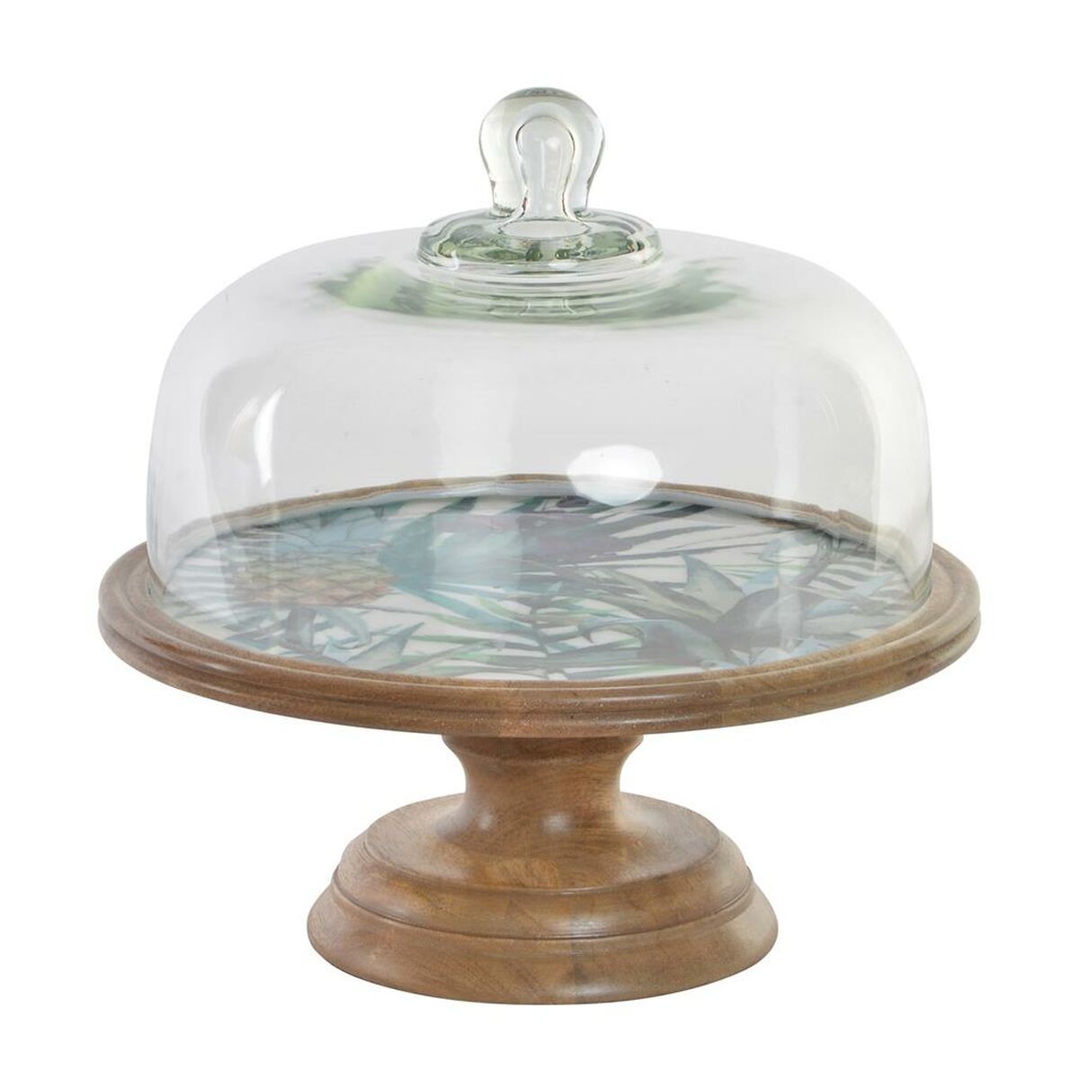 bandeja de aperitivos Cristal Natural Verde Madeira de mangueira Tropical (30 x 30 x 33 cm)