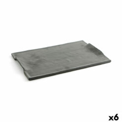 bandeja de aperitivos Quid Mineral Gres Preto Cerâmica 35 x 23 cm (6 Unidades)