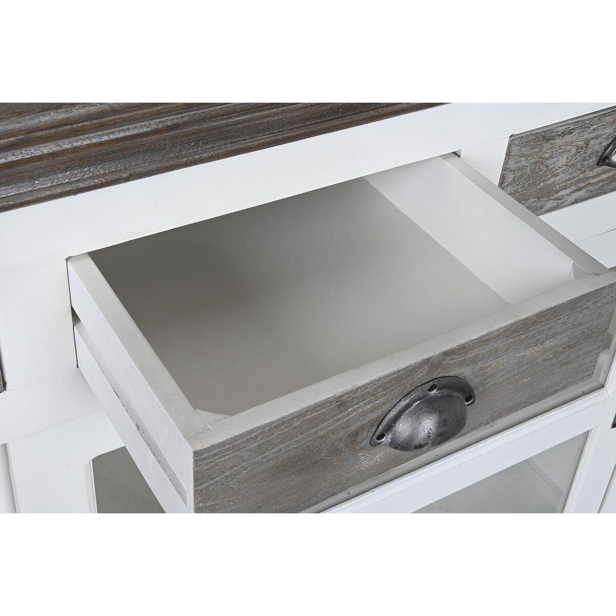 Aparador 165 x 45,7 x 105,4 cm Cristal Cinzento Branco Catanho escuro Madeira de mangueira - Image 6