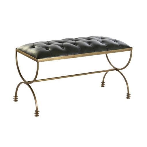 Banco de Pé-de-cama 90 x 38 x 52 cm Dourado Metal Verde Metalizado