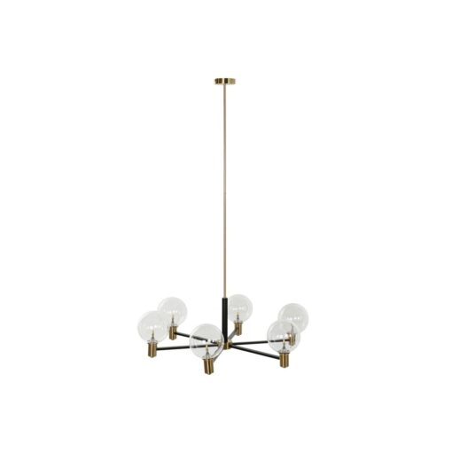 Candeeiro de teto 83 x 83 x 128 cm Cristal Preto Dourado Metal 9 W