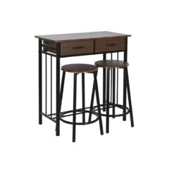 Conjunto de mesa com 2 cadeiras Castanho Preto Metal Madeira MDF 80 x 50 x 84 cm