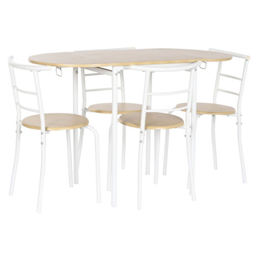 Conjunto de mesa com 4 cadeiras Branco Natural Metal Madeira MDF 121 x 55 x 78 cm