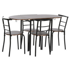 Conjunto de mesa com 4 cadeiras Castanho Preto Metal Madeira MDF 121 x 55 x 78 cm