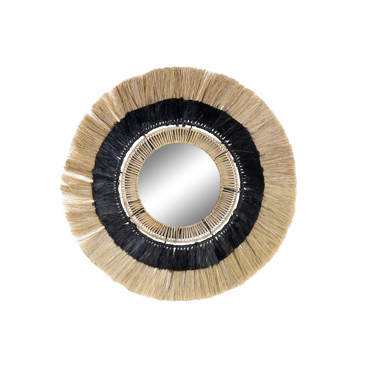 Espelho de parede Natural Preto Colonial Ferro Fibra (55 x 7 x 55 cm)