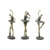 Figura Decorativa Cinzento Dourado Bailarina Ballet 15 x 10 x 43 cm (3 Unidades)