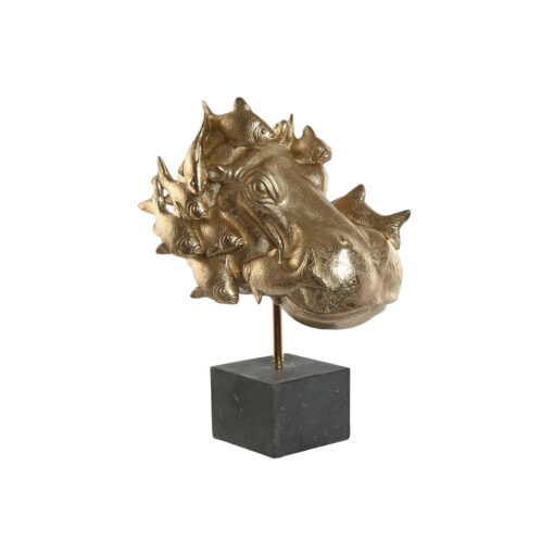 Figura Decorativa Preto Dourado Hipopótamo 33 x 21