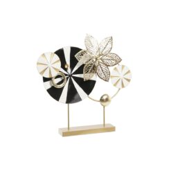 Figura Decorativa Preto Dourado Metal Moderno (62 x 9 x 61