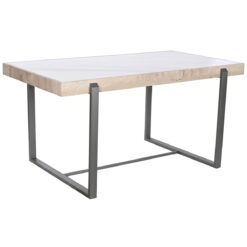 Mesa de Jantar Branco Cinzento Natural Metal 150 x 85 x 75 cm