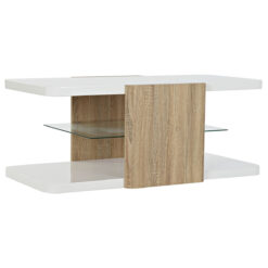 Mesa de apoio Branco Castanho Cristal Madeira MDF 110 x 60 x 45 cm