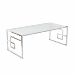 Mesa de apoio Cristal Metal Prata (120 x 60 x 45 cm)