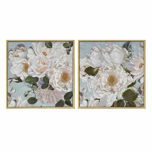 Pintura 80 x 4 x 80 cm Bloemen Shabby Chic (2 Unidades)