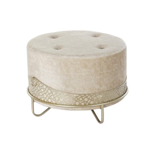 Repousa pés Bege Dourado Metal Poliéster (63 x 63 x 42 cm)