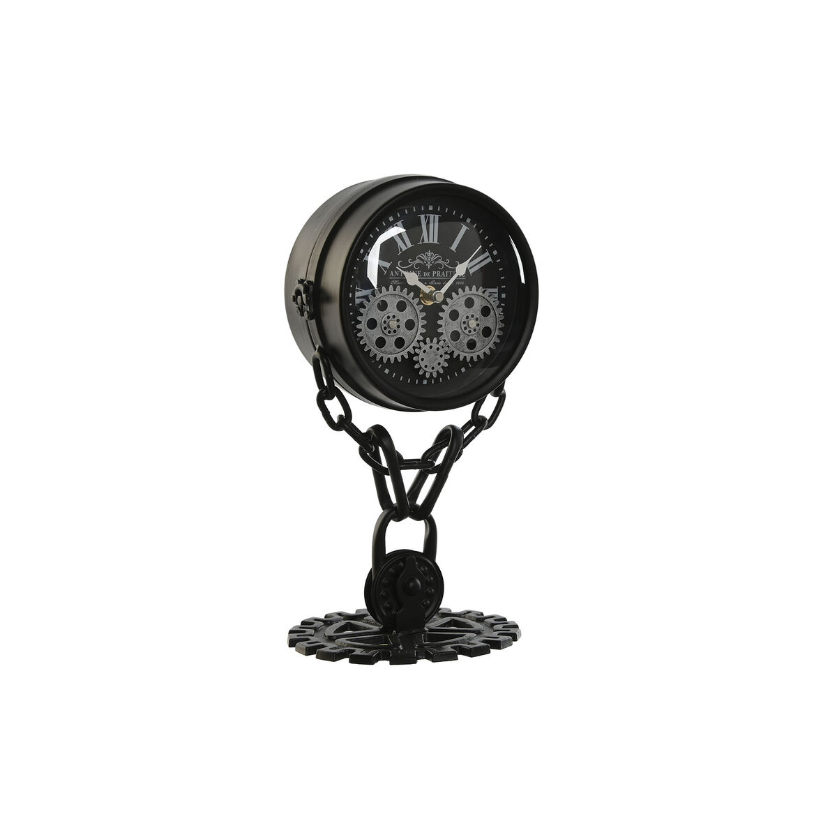 Tafelklok Preto Prateado Metal Cristal 18 x 17 x 33 cm