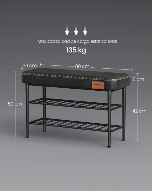 Sapateira Banco 80x30x50 cm Preto - Image 4