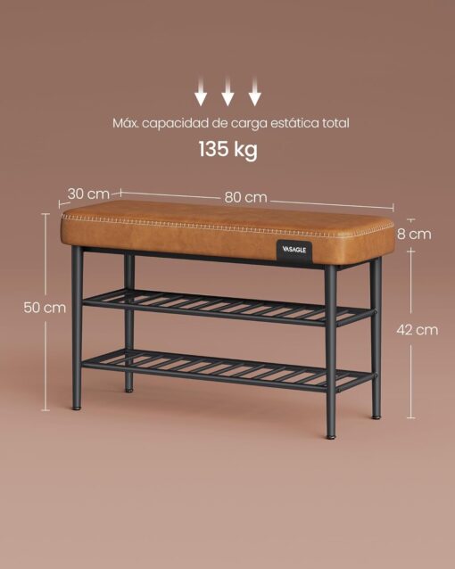 Sapateira Banco 80x30x50 cm Caramelo - Image 3