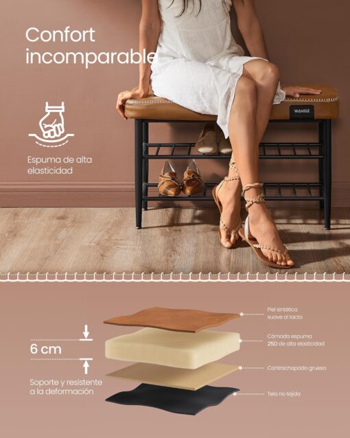 Sapateira Banco 80x30x50 cm Caramelo - Image 6