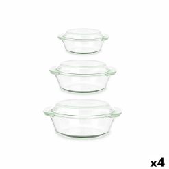 Caçarolas Conjunto Vidro de Borosilicato Transparente 700 ml 1 L 1