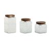 Conjunto de 3 Potes Home ESPRIT Natural Cristal Acácia 500 ml 750 ml 1 L 9