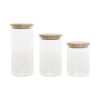 Conjunto de 3 Potes Home ESPRIT Transparente Silicone Bambu Vidro de Borosilicato 10 x 10 x 22